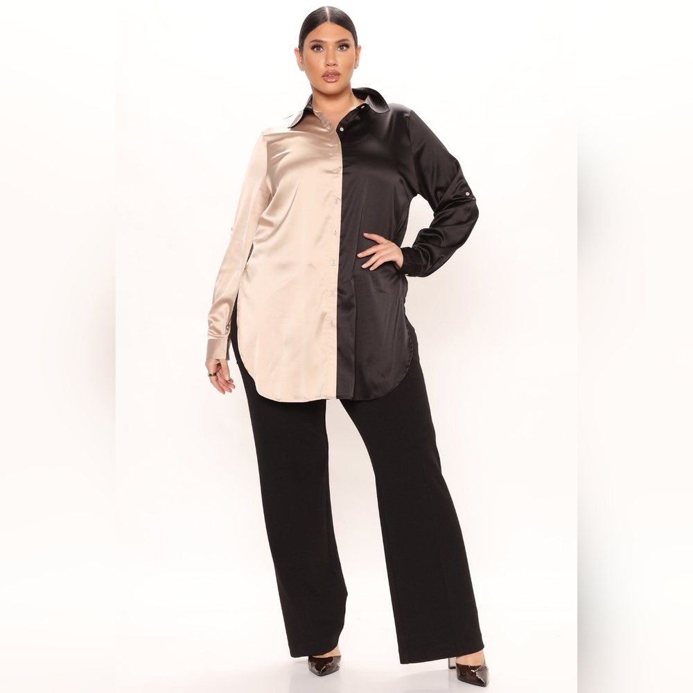 Fashion nova two-tone satin shirt - Picture 12 of 13